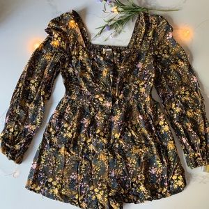 floral long sleeve romper